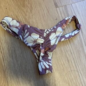 Stone Fox Swim Floral Bikini Bottom  purple and Cream